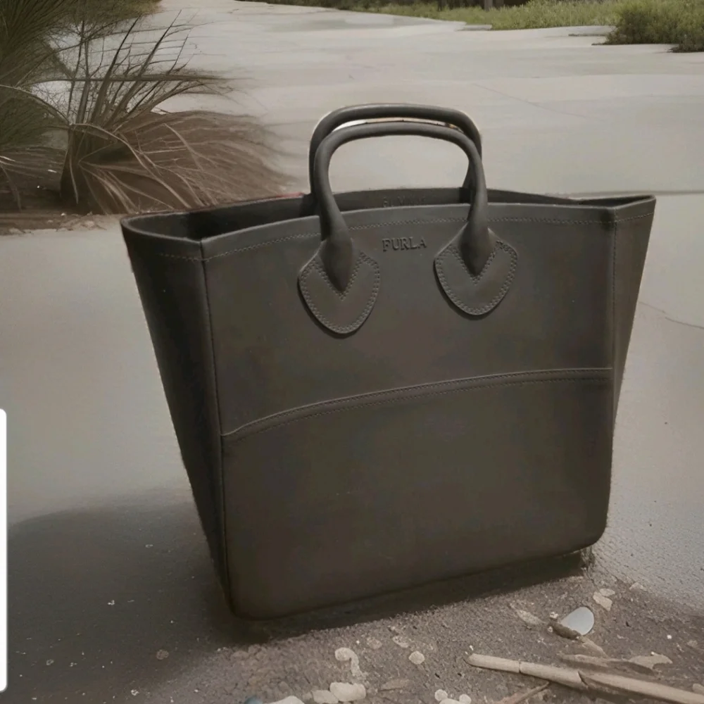 Furla  Double Handle Grey Gummy Tote Bag - Picture 2 of 8